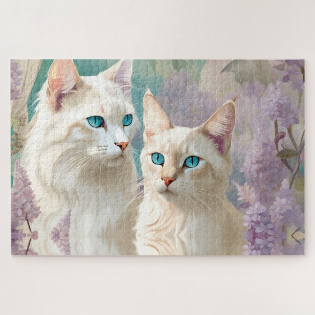 Flame und Lilac Lynx Point Siamese Portrait Art (Horizontal)