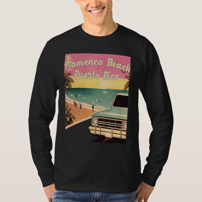 Flamenco Beach Retro Vacation Souvenir Flamenco Be T-Shirt (Vorderseite)
