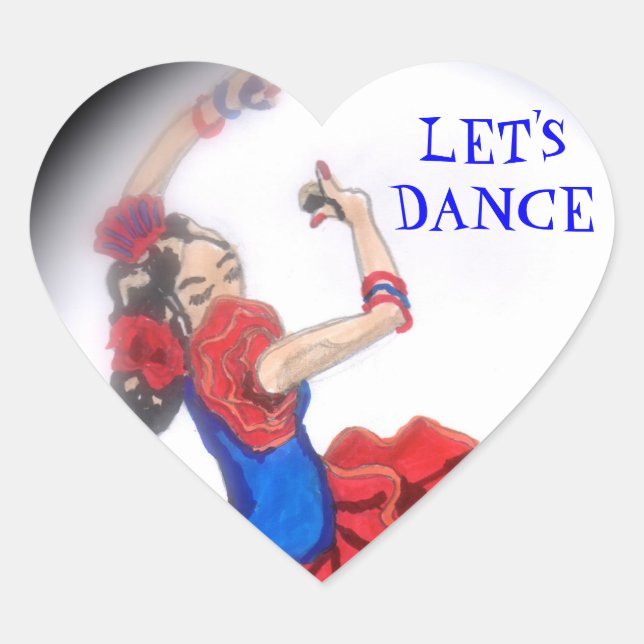 Flamenco Dancer Heart Sticker (Vorderseite)