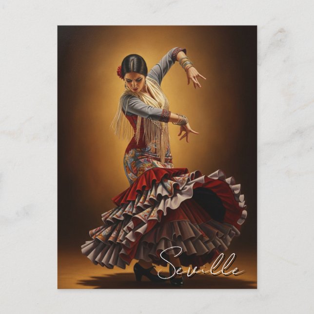 Flamenco Dancer Sevilla Spanien Postkarte (Vorderseite)