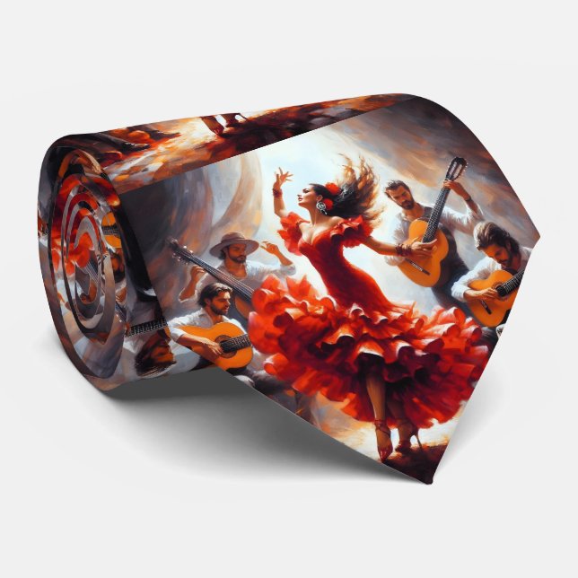 Flamenco Dancer Spanish Music Band Krawatte (Gerollt)