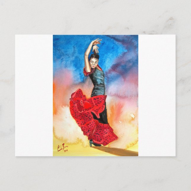 FLAMENCO DANCER Wasserfarbe Postkarte (Vorderseite)