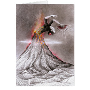 Flamenco dancing femme volcan crayon surréaliste a