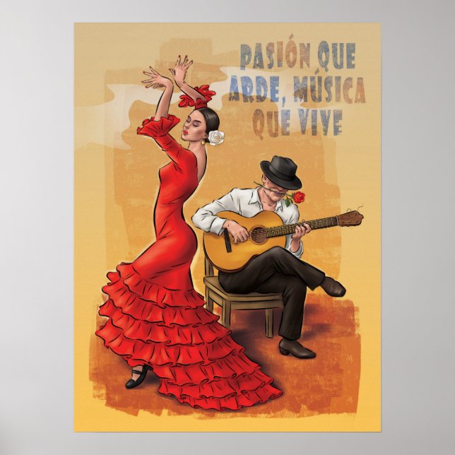 Flamenco Passion - Spanisches Kunstposter Poster (Vorne)