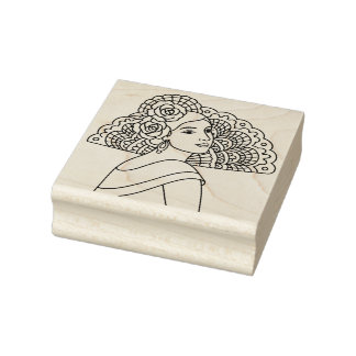 Flamenco Spanish Lady With Fan Ink art Drawing Gummistempel