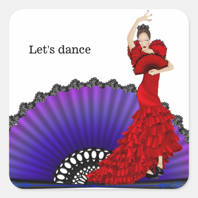 Flamenco-Tänzer Quadratischer Aufkleber (Vorderseite)