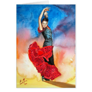FLAMENCO-TÄNZER-Wasserfarbe