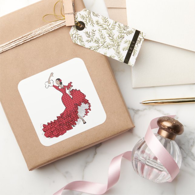 Flamenco-Tänzersticker Quadratischer Aufkleber (Schenken)