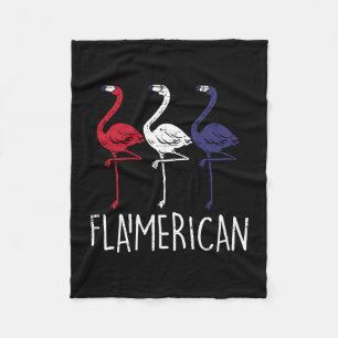 Flamerican Flamingo Amerikanische Flagge 4. Juli v Fleecedecke