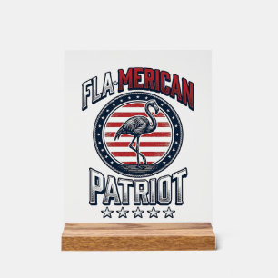 Flamerikanischer Patriot Flamingo Vintage Vektor Acrylschild
