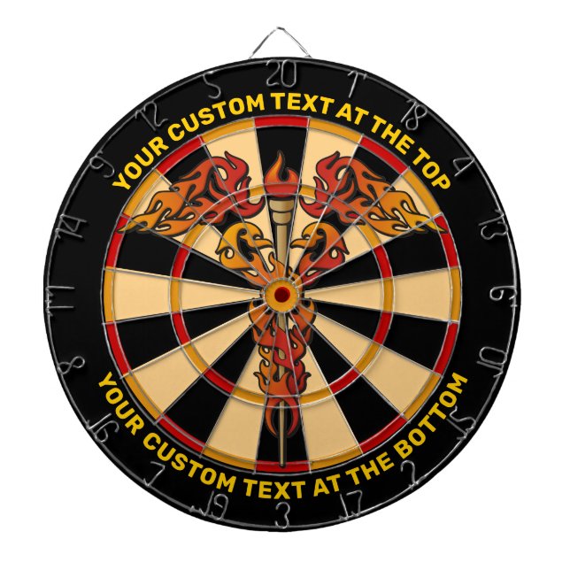 Flames Caduceus Dartboard mit benutzerdefiniertem  Dartscheibe (vorne)