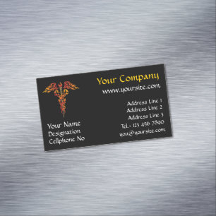 Flames Caduceus Magnetische Visitenkarte