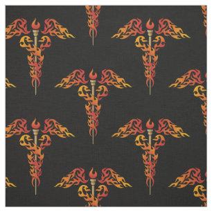 Flames Caduceus Stoff