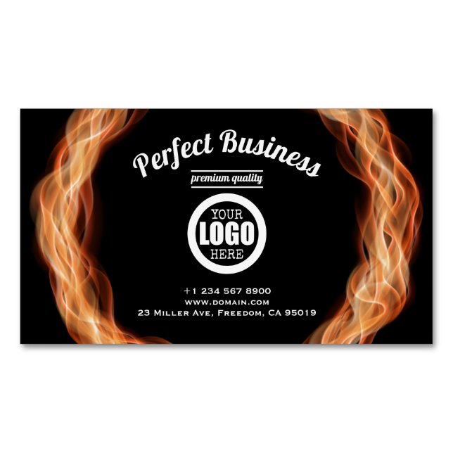 Flames Creative Unique Modern Trendy Add Your Logo Magnetische Visitenkarte (Vorderseite)