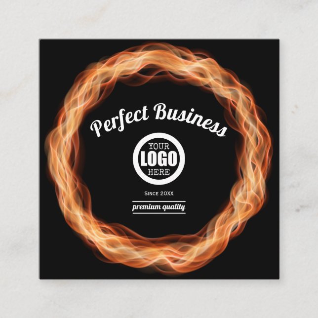 Flames Creative Unique Modern Trendy Add Your Logo Quadratische Visitenkarte (Vorderseite)