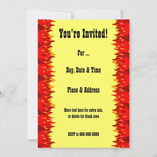 Flames rouges personnalisées Invitation BBQ 5x7 (Dos)