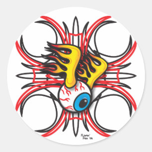 Flamin Augen-Aufkleber Runder Aufkleber