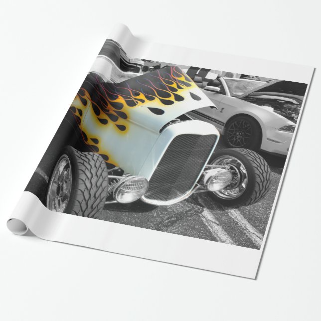 Flamin-Frisierte Auto Geschenkpapier (Ungerollt)