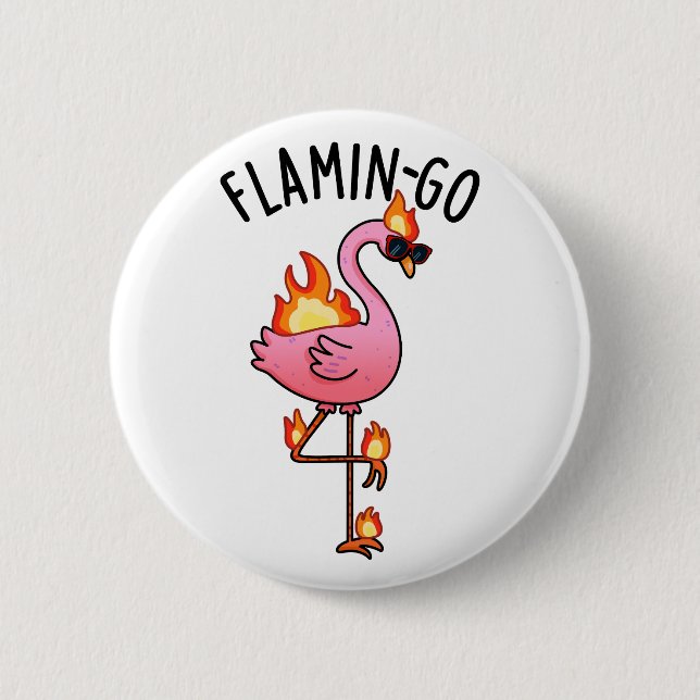 Flamin-go Funny Flamingo Pun Button (Vorderseite)