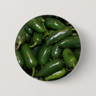 Flamin heiße grüne Jalepeno Paprikaschoten-Kunst Button