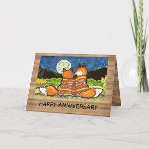 "Flamin' Love" Rotfuchs Romantische Hochzeitstagsk Karte