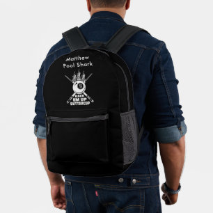 Flaming Acht Ball Design: Rack 'Em Up! Bedruckter Rucksack
