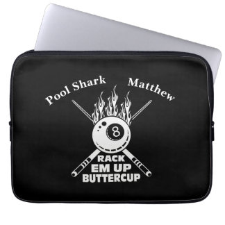 Flaming Acht Ball Design: Rack 'Em Up! Laptopschutzhülle
