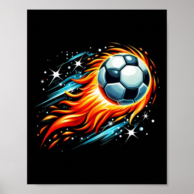 Flaming Asteroid Fußball Ll  Poster (Vorne)