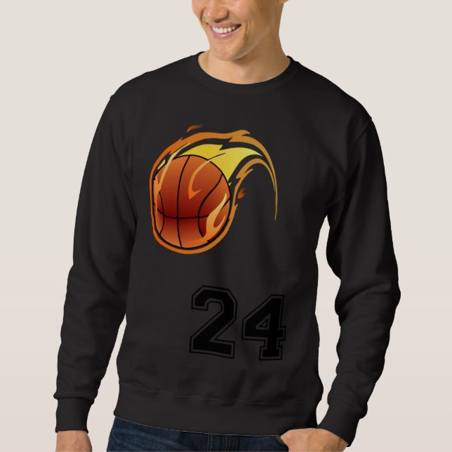 Flaming Basketball with Number 24 on the Front and Sweatshirt (Vorderseite)