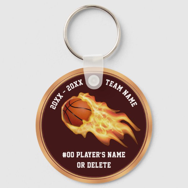 Flaming Basketballgeschenke für PERSONALISIERTE Sp Schlüsselanhänger (Vorderseite)