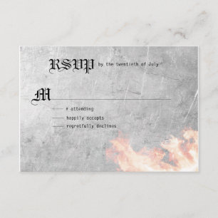 Flaming Biker Wedding RSVP Karte