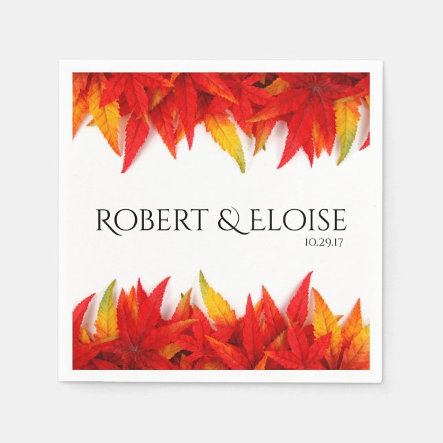 Flaming-Blätter Herbst Personalisiert Serviette (Vorderseite)