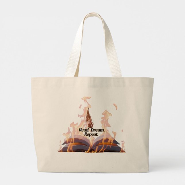 Flaming Book Jumbo Tote Bag - Read Dream Repeat  Jumbo Stoffbeutel (Rückseite)