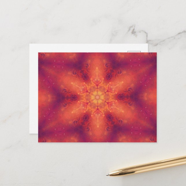 Flaming Fiery Phoenix Burning Snowflake Postkarte (Vorderseite/Rückseite Beispiel)