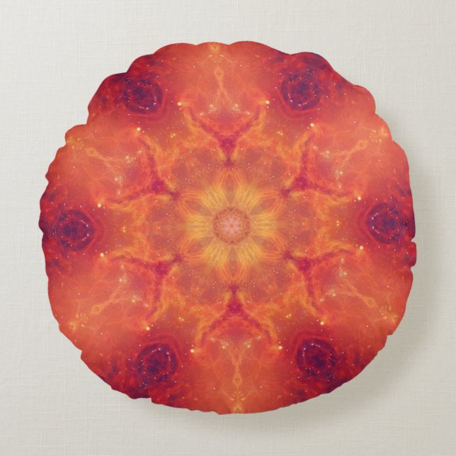 Flaming Fiery Phoenix Burning Snowflake Rundes Kissen (Vorderseite)