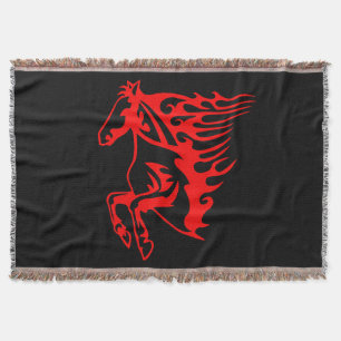 Flaming Fire Red Bronco Mustang Wild Horse Decke