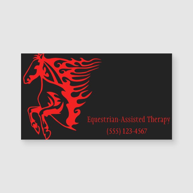 Flaming Fire Red Bronco Mustang Wild Horse Magnetkarte (Vorderseite)