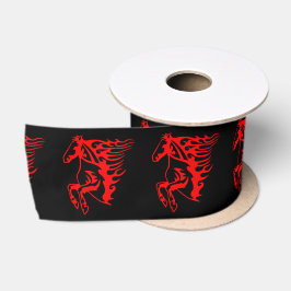 Flaming Fire Red Bronco Mustang Wild Horse Satinband