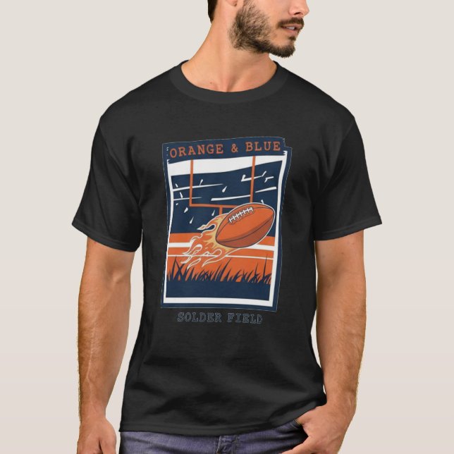 Flaming Football Goal Post Scene T-Shirt (Vorderseite)