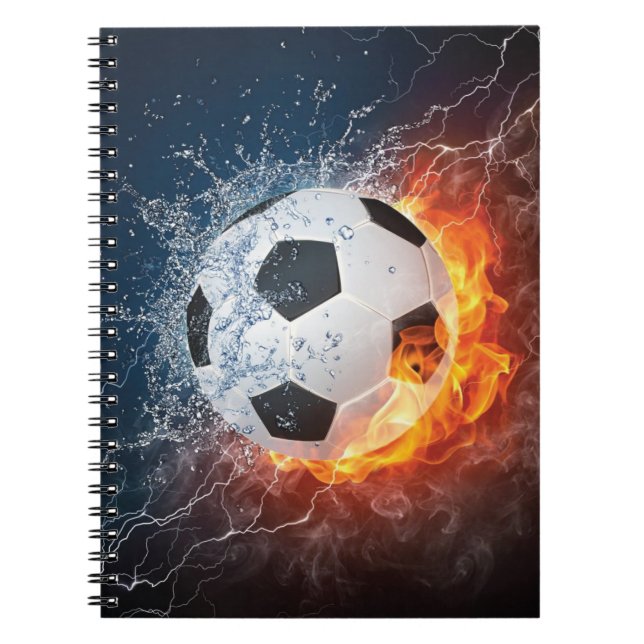 Flaming Football/Soccer Ball Throw Pillow Notizblock (Vorderseite)