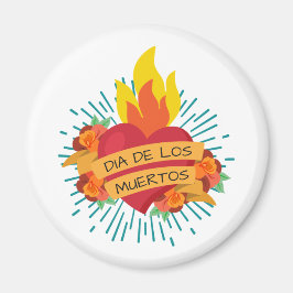 Flaming Heart Dia de los Muertos | Magnet