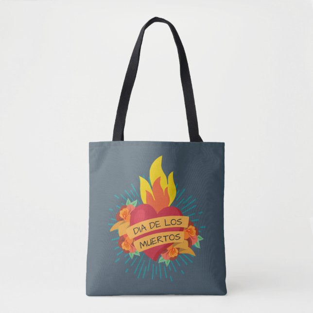 Flaming Heart Dia de los Muertos | Tragetasche Tasche (Vorderseite)