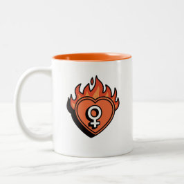 Flaming Heart Feminist Symbol Two-Tone Coffee Mug Zweifarbige Tasse