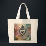 Flaming Heart Jumbo Tote Bag Stoffbeutel<br><div class="desc">The symbolism of the flaming heart with all-seeing eye often represents divine love and compassion. This artwork was made by artist Deborah K using AI.</div>