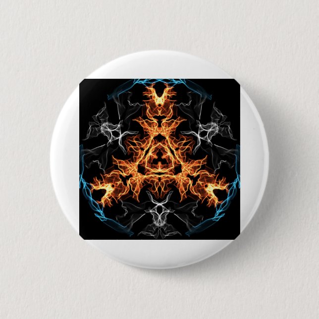 Flaming Heavy Metal Style Mandala Button (Vorderseite)