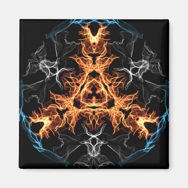 Flaming Heavy Metal Style Mandala Magnet (Vorne)