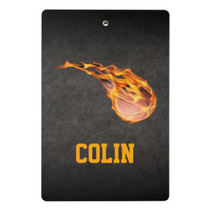 Flaming Hot Fiery Basketball Mini Klemmbrett