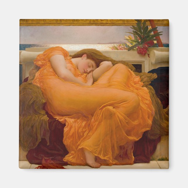 Flaming June (von Frederic Leighton) Magnet (Vorne)