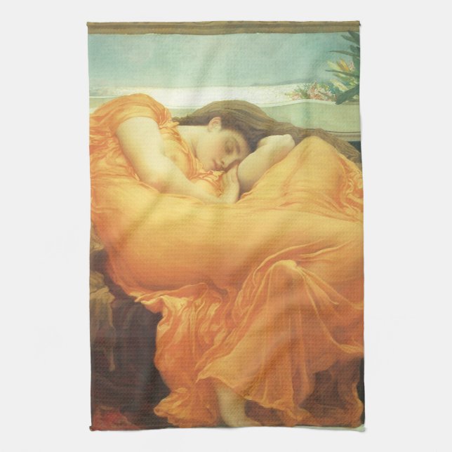 Flaming June von Lord Frederic Leighton Geschirrtuch (Vertikal)