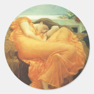 Flaming June von Lord Frederic Leighton Runder Aufkleber